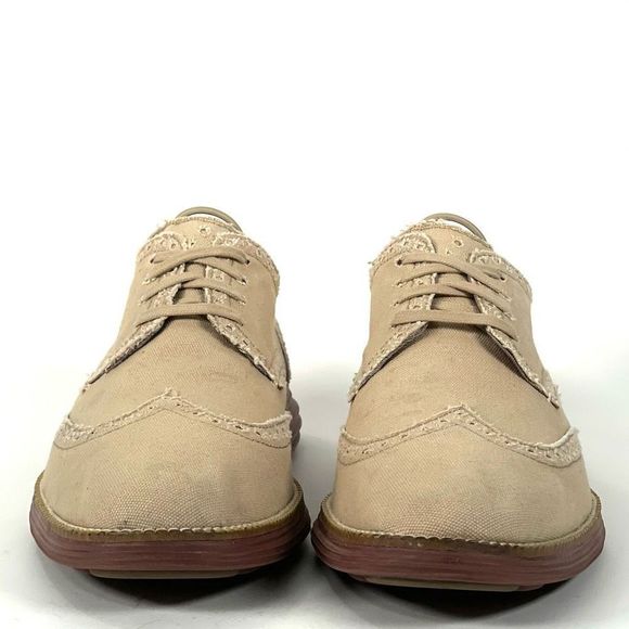 Cole Haan Grand.Øs Lunargrand Oxfords Mens 11 Tan Canvas Wingtip Brogues - Picture 7 of 10